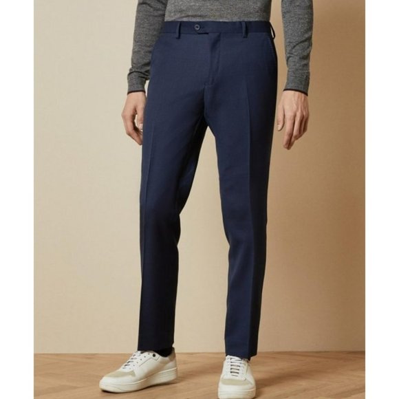 NWT Ted Baker Endurance Birdseye Suit Trouser OVAAT Pant Blue Size 36 $295 3B058 - Picture 2 of 5